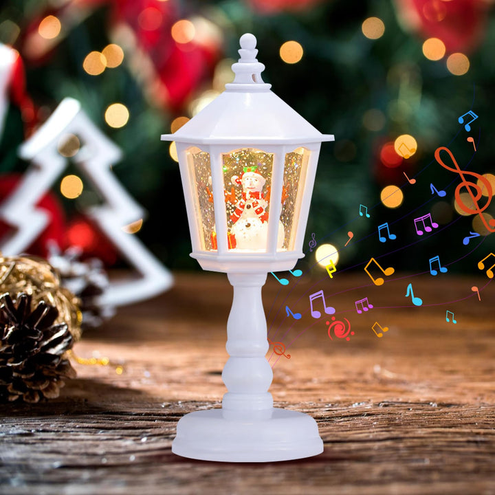 Shinybox Weihnachtsdeko Laterne, Schneelaterne Weihnachtskerze mit Musik, Weihnachten LED Deko, USB
