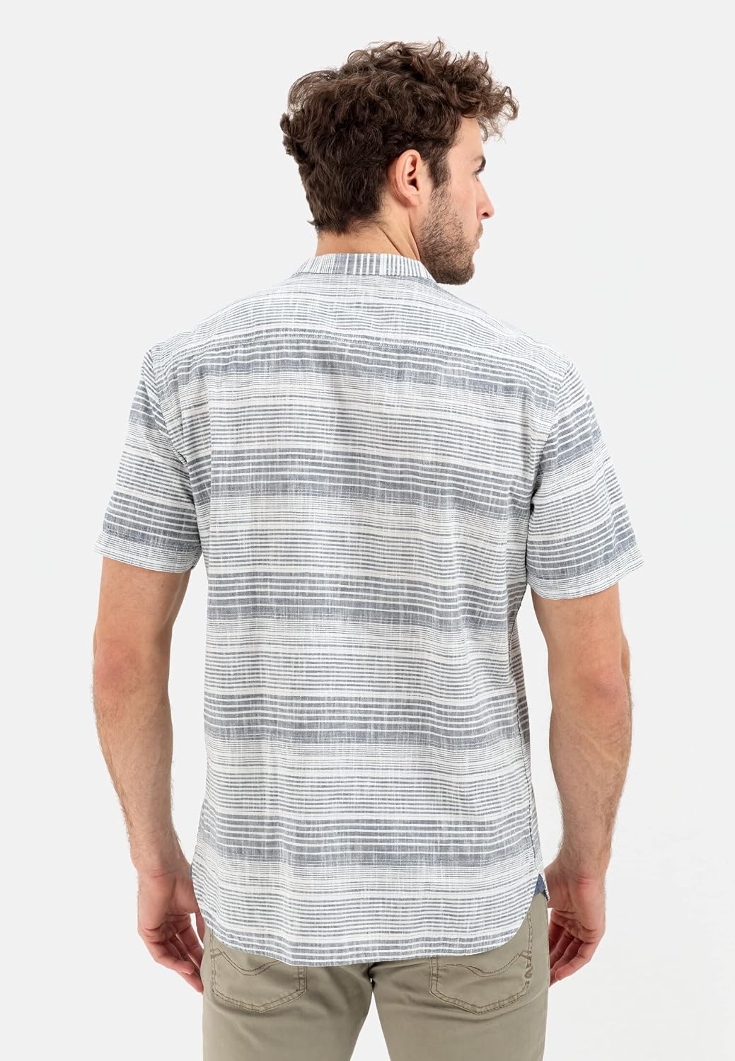 camel active Herren Baumwollhemd mit Stehkragen M Night Blue, M Night Blue