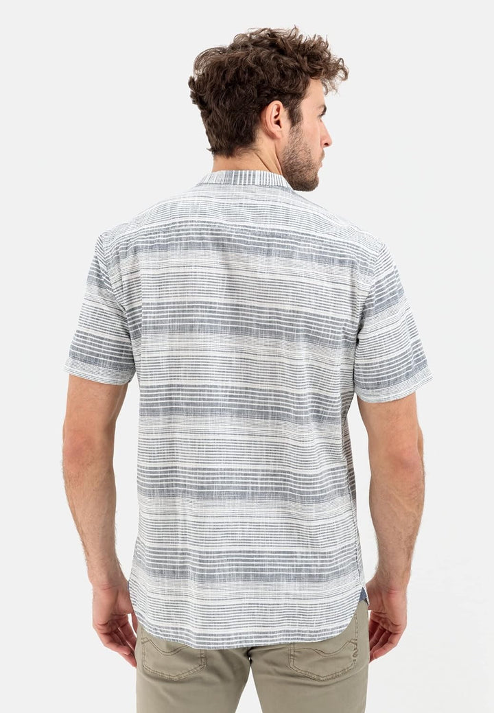 camel active Herren Baumwollhemd mit Stehkragen M Night Blue, M Night Blue