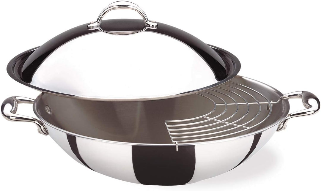 Lagostina Accademia Lagofusion Wok + Deckel aus Edelstahl 18/10, Ø 30 cm, 6,9 L, Topf für Induktion,