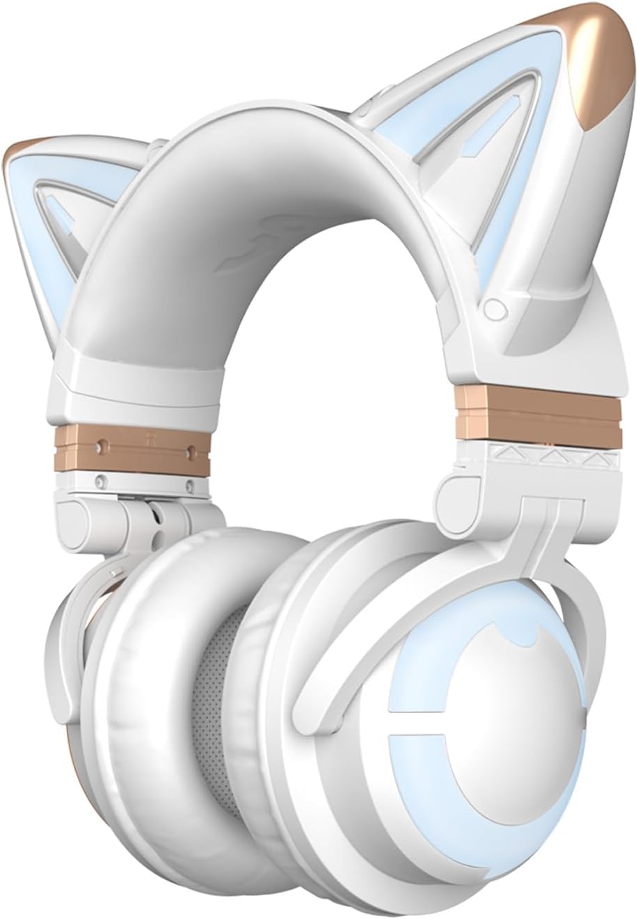 YOWU RGB Cat Ear Kopfhörer 3G Wireless 5.0 Faltbares Gaming-Headset mit 7.1 Surround Sound, integrie