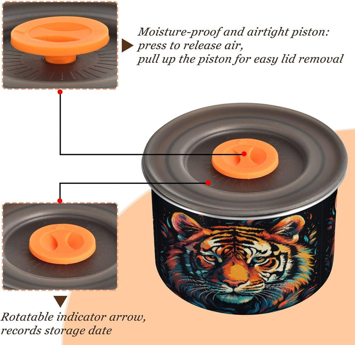 Coole Aquarell Tiger Kaffeeaufbewahrungsbehälter,Vorratsdosen für die Küche Speisekammer,Ideal für Z