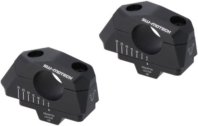 SW-Motech Lenkerverlegung variabel für Ø28 Lenker - H=28 mm. Verlegung 5/10/15/20/25/30 mm. Schwarz.