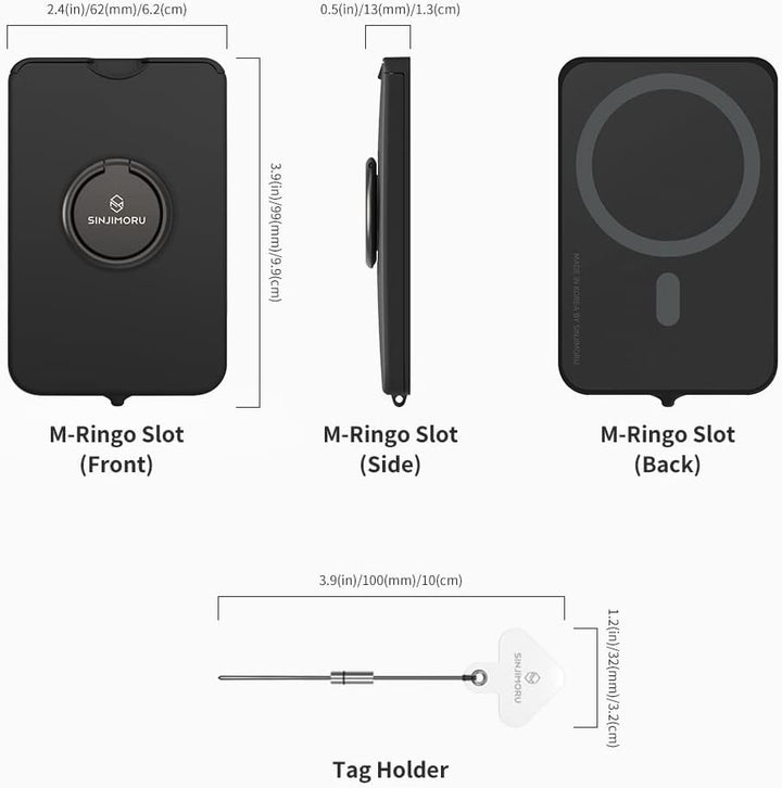 Sinjimoru Magnetischer Handy Kartenhalter mit Handy Ring, Handy Kreditkartenetui mit Handy Ständer M
