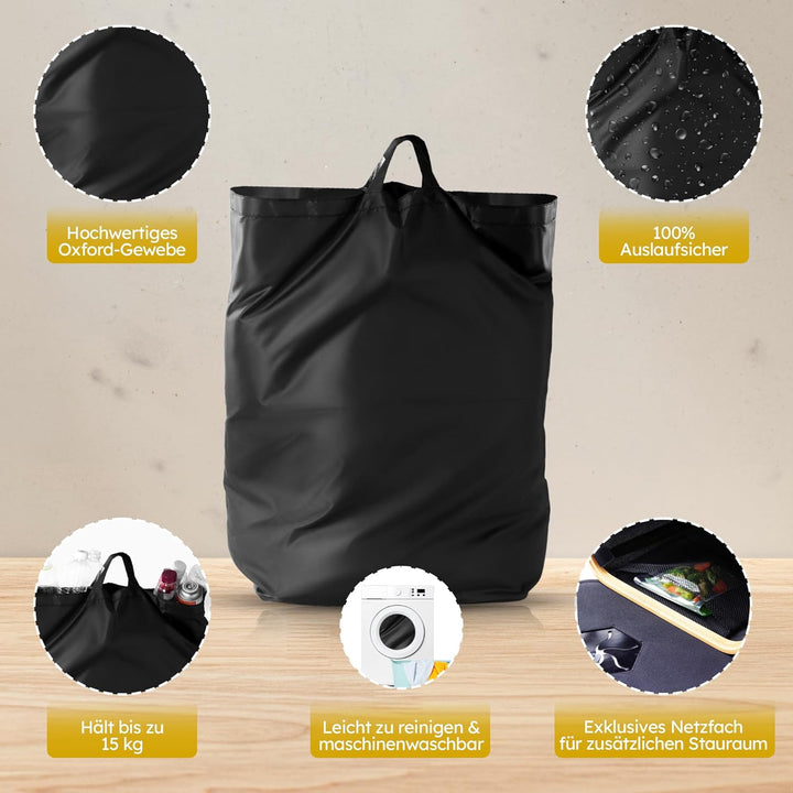 100L Pfandflaschen Sammelbehälter (Schwarz) mit Einwurf & 2 Tragetaschen, Leergut Flaschensammler fü