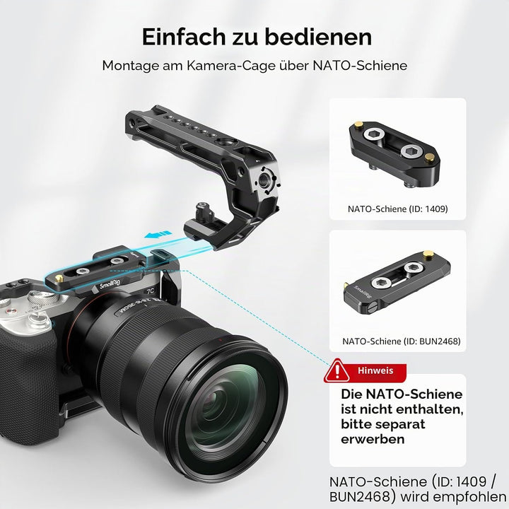 SMALLRIG NATO Top Handle, Griff mit NATO Schnellspanner für Kamerakäfig, universelles Video Rig mit
