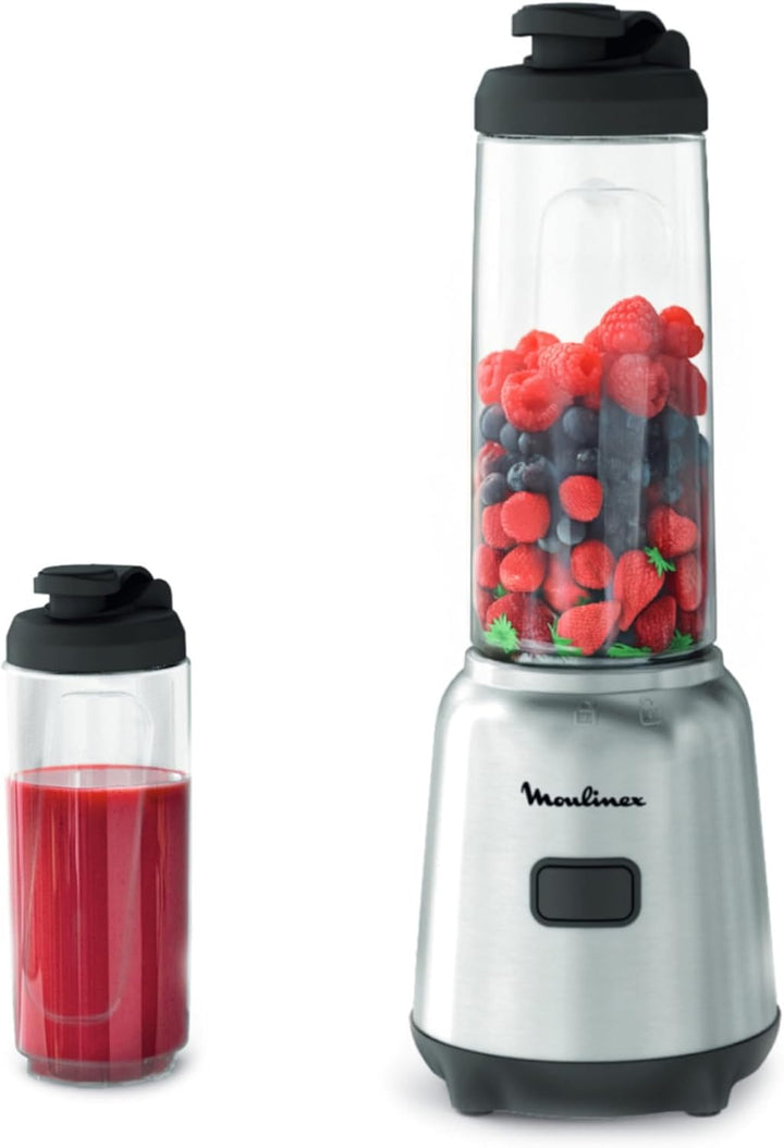 Moulinex Mix&Move Standmixer 2 Flaschen to go Tritan, kompaktes Design, herausnehmbarer Mixer, Einze