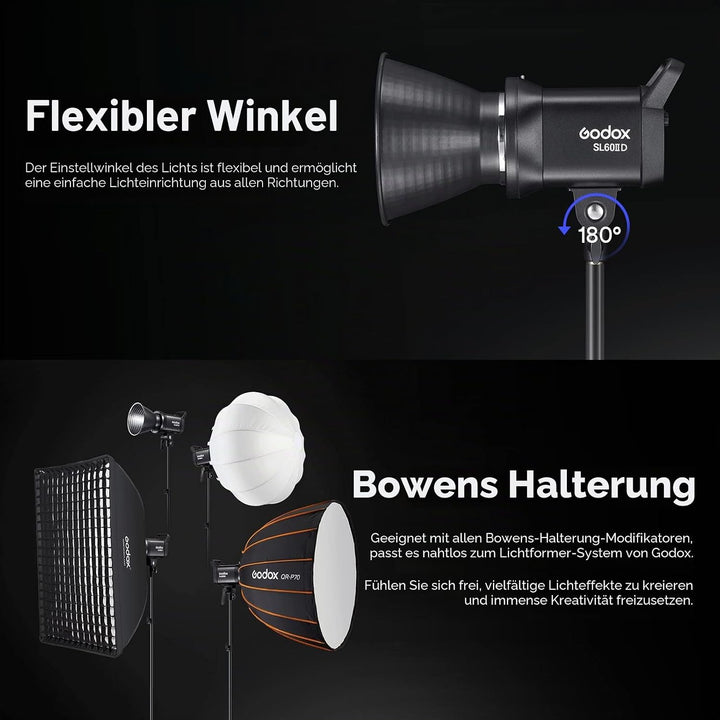 Godox SL60IID SL60II-D LED Video Lichter, 5600±200K, Upgraded CRI 96+, TLCI 97+, eingebaute 8 FX Eff