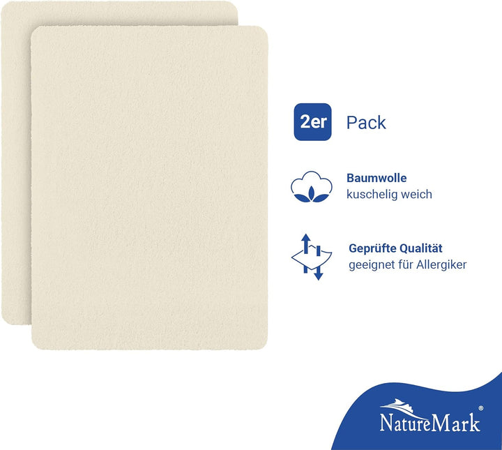 NatureMark 2er Pack Kinder FROTTEE Spannbettlaken, Spannbetttuch kuschelig weich, für Babybett und K