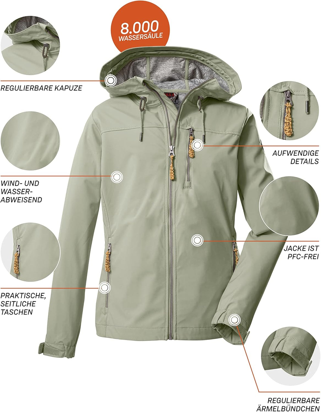G.I.G.A. DX Damen Gs 97 Wmn Sftshll Jckt Softshelljacke/Outdoorjacke mit Kapuze 46 helloliv, 46 hell