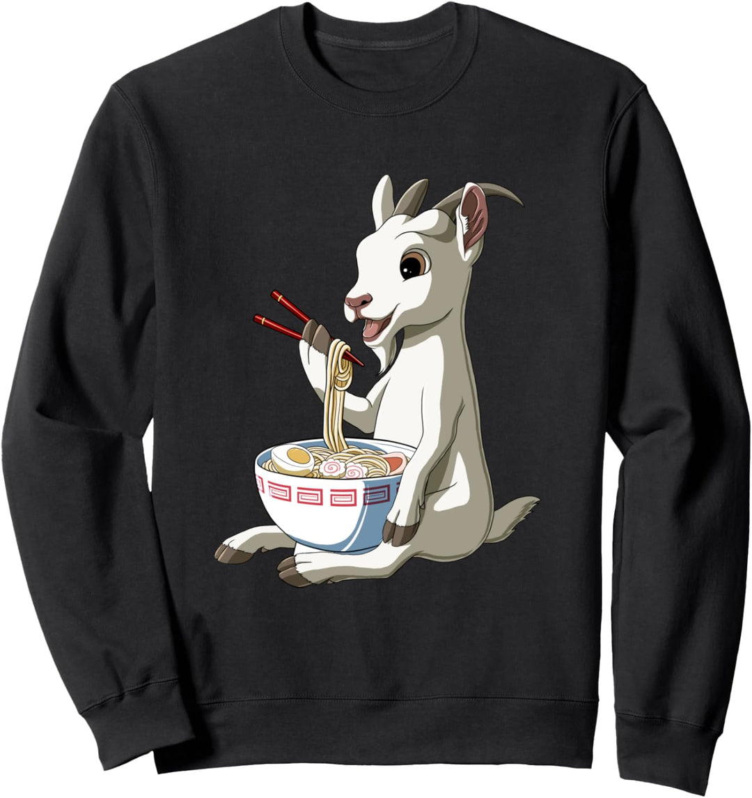 Lustiges japanischer Anime Ziege isst Ramen Sweatshirt