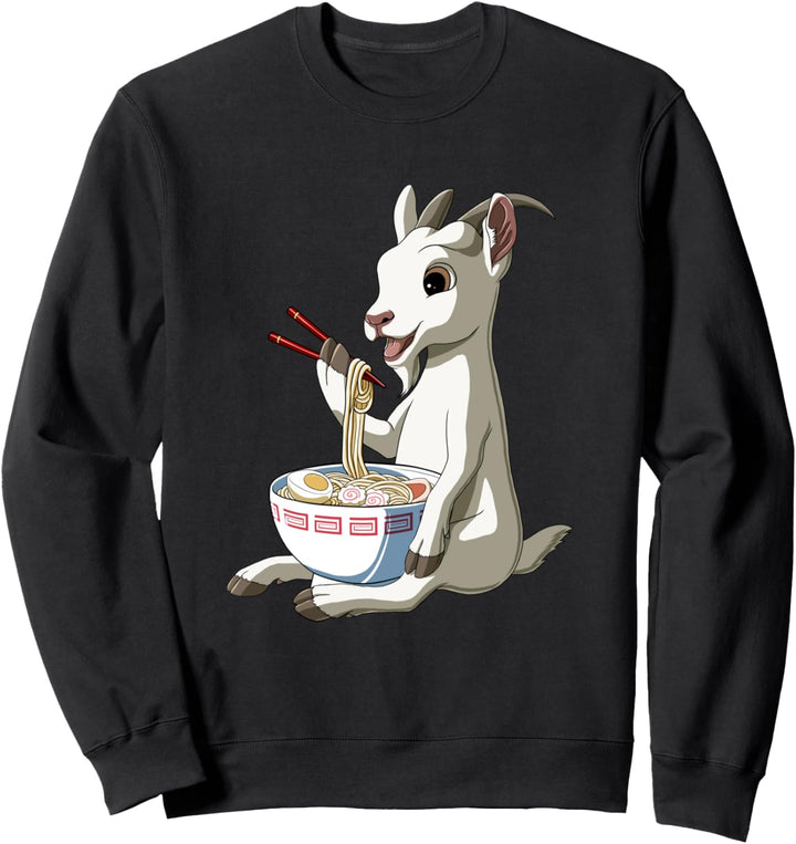 Lustiges japanischer Anime Ziege isst Ramen Sweatshirt