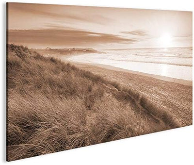 islandburner Bild Bilder auf Leinwand Dünen Sepia Nordseestrand 1p XXL Poster Leinwandbild Wandbild