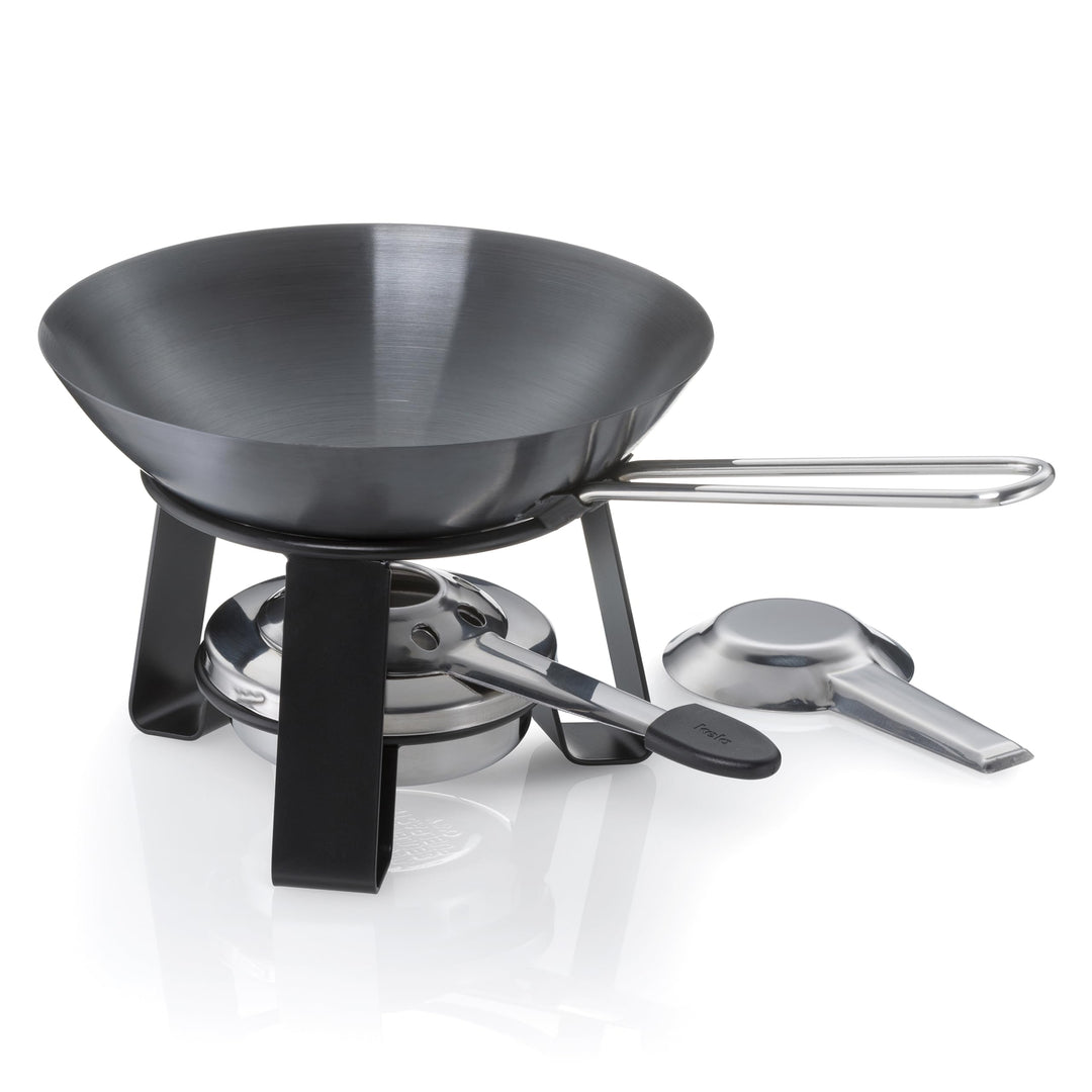 kela Gusseisen Wok 18 cm JOY, Mini Wokset mit Tischwok, Rechaud und Pastenbrenner, kleiner Wok Induk
