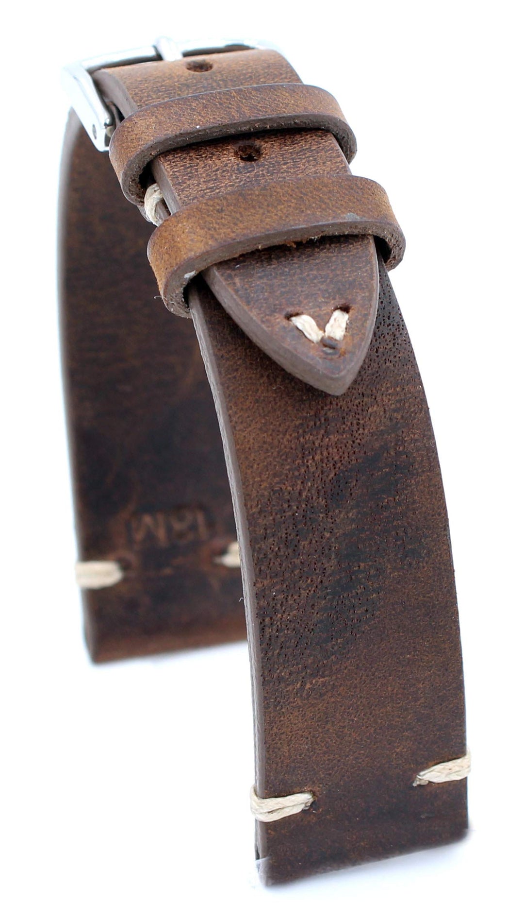 Rios1931 Sagittarius Vintage Rindsleder Uhrenarmband handgemacht in Deutschland Robust 18mm braun Mo