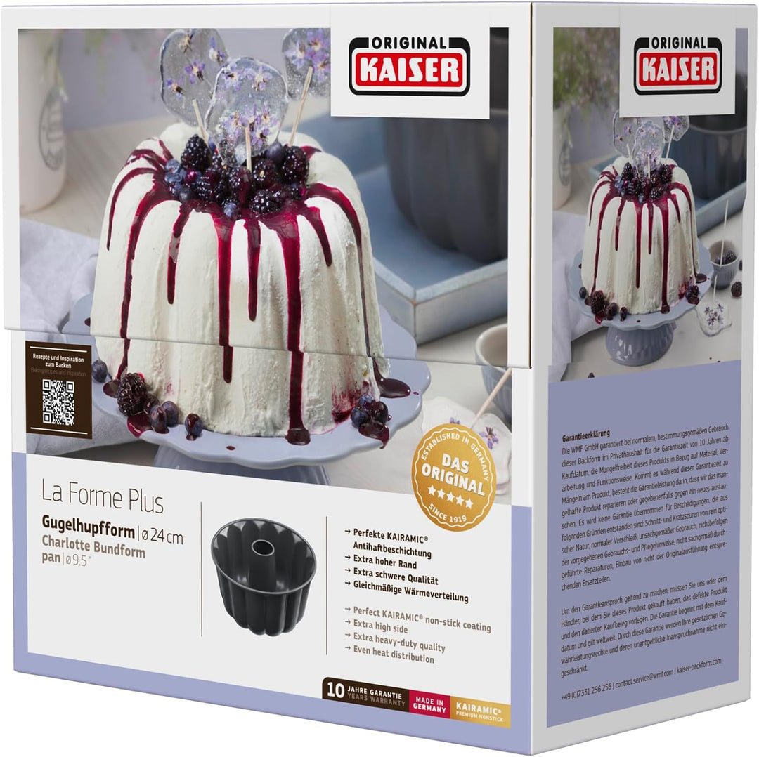 Original Kaiser La Forme Plus Gugelhupfform gross 24 cm, Gugelhupf Backform rund, extra hoher Rand,