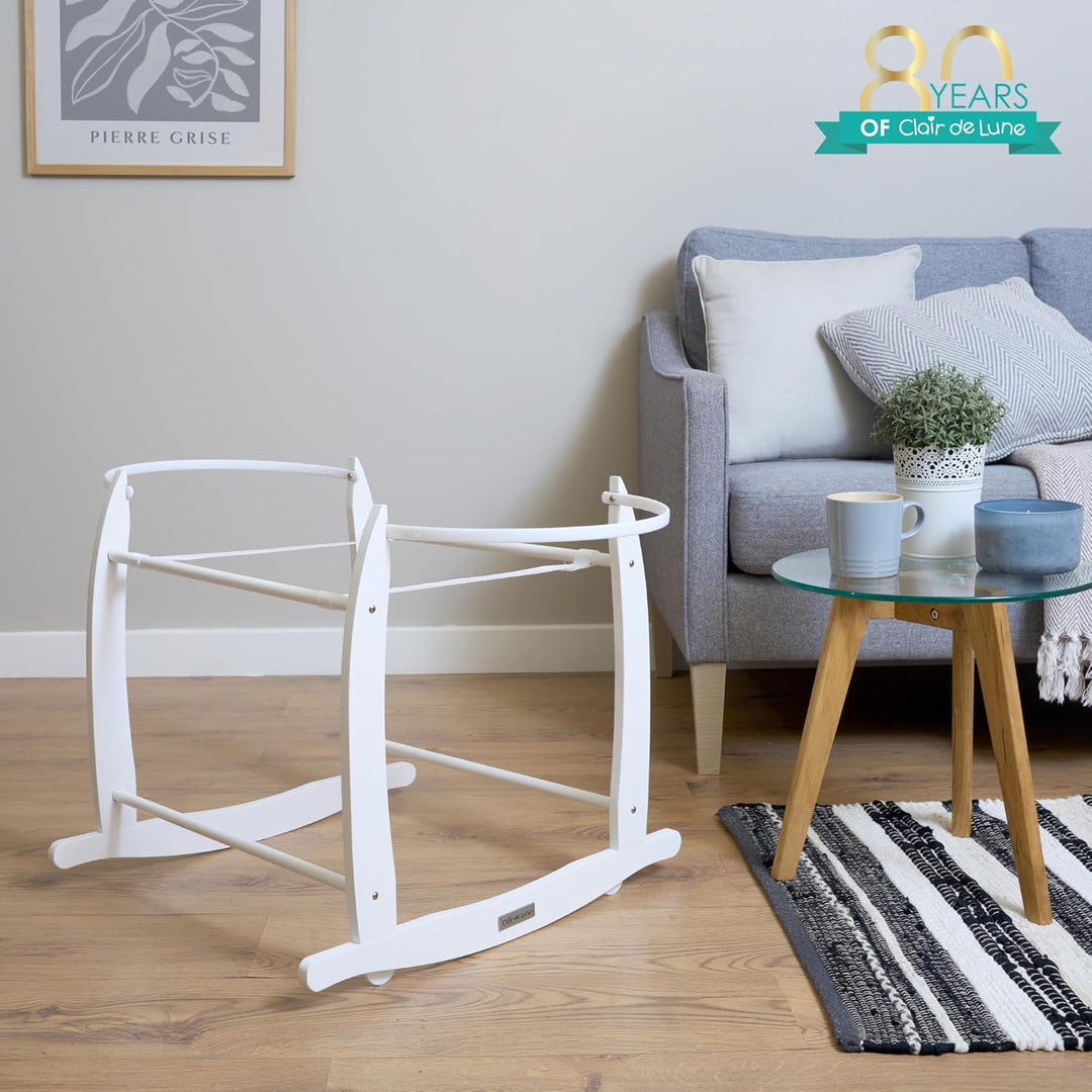 Clair de Lune Deluxe Schaukelständer für Babykörbe, Weiss Clair de Lune Deluxe Schaukelkorb für Baby