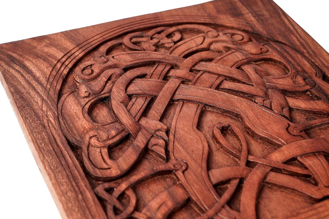 Windalf Grosses Vikings Holzbild CULLAIN VIKING WOOD ART 32 cm Wandrelief Handarbeit Holz