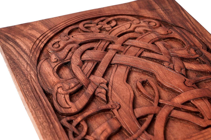 Windalf Grosses Vikings Holzbild CULLAIN VIKING WOOD ART 32 cm Wandrelief Handarbeit Holz