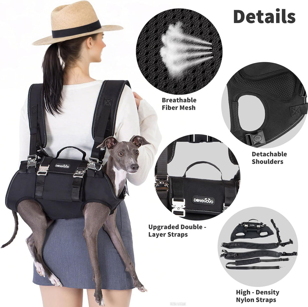 PETCUTE 4-in-1 Hunderucksack,Hundetasche für kleine Hunde,Einstellbar Hundegeschirr mit Abnehmbarem