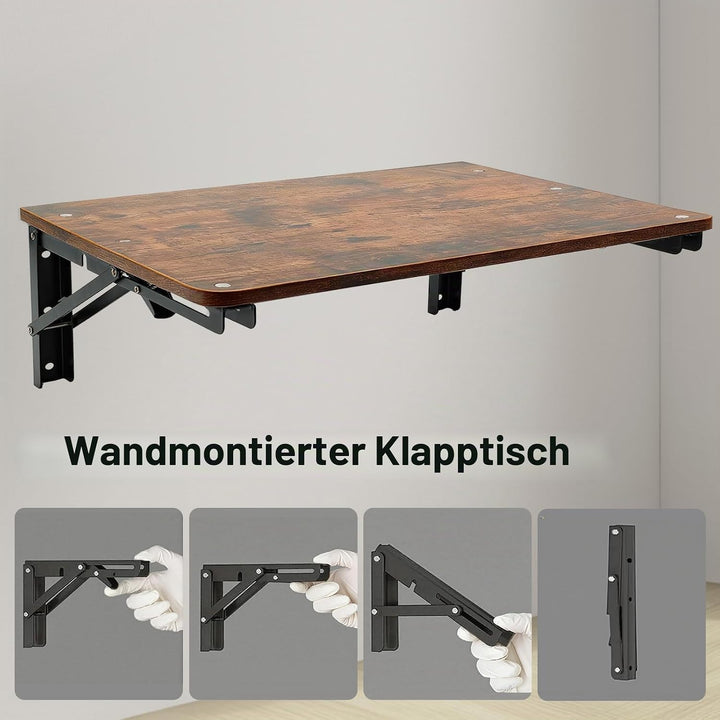 Wandklapptisch Klapptisch Wandmontage,55 * 30cm Holz Wandtisch Klappbar,Geeignet für Wohnzimmer, Sch