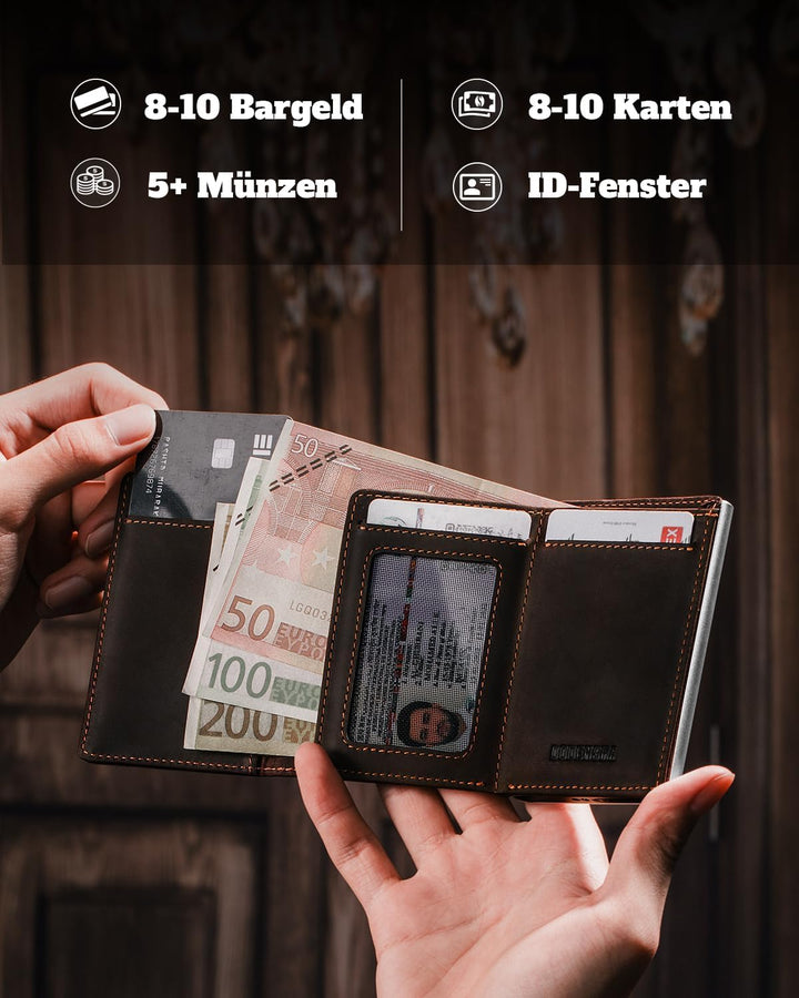 MagSnap Geldbörse Herren I Slim Wallet mit Münzfach I Wallets for Men für 10+ Karten I Magnetischer