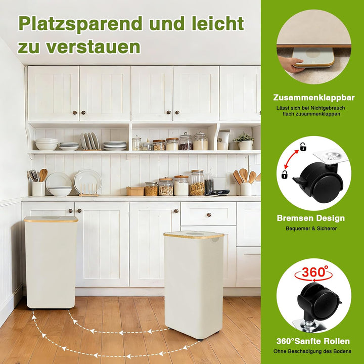 Pfandflaschen Sammelbehälter 110L, Gross Pfandflaschen Behälter mit 2 Tragetaschen und Deckel, Faltb