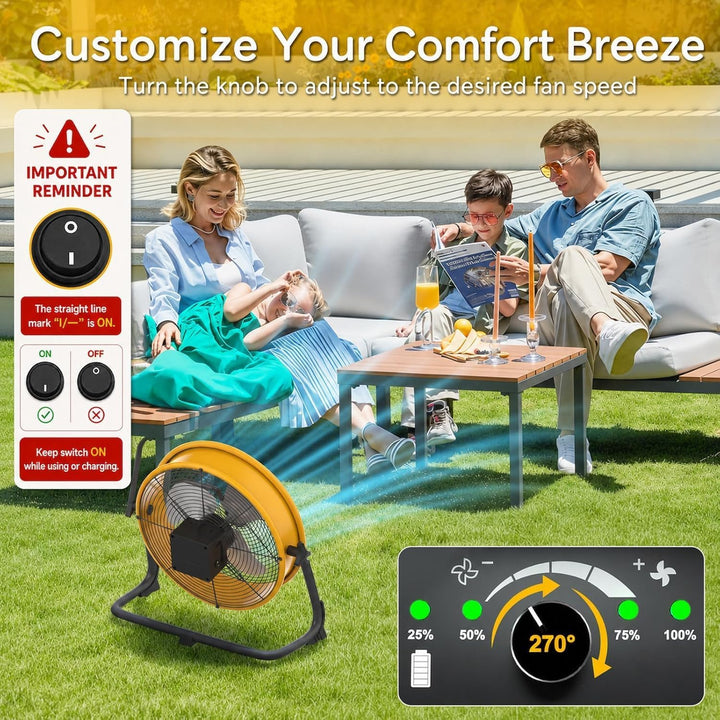 T-SUNUS Bodenventilator 30cm, Standventilator Windmaschine Leise mit USB Wiederaufladbar, Stufenlose
