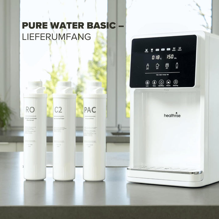 Health Rise Pure Water Basic | Umkehrosmose Wasserfilter | 7 Liter Tank | Heisswasserfunktion | für