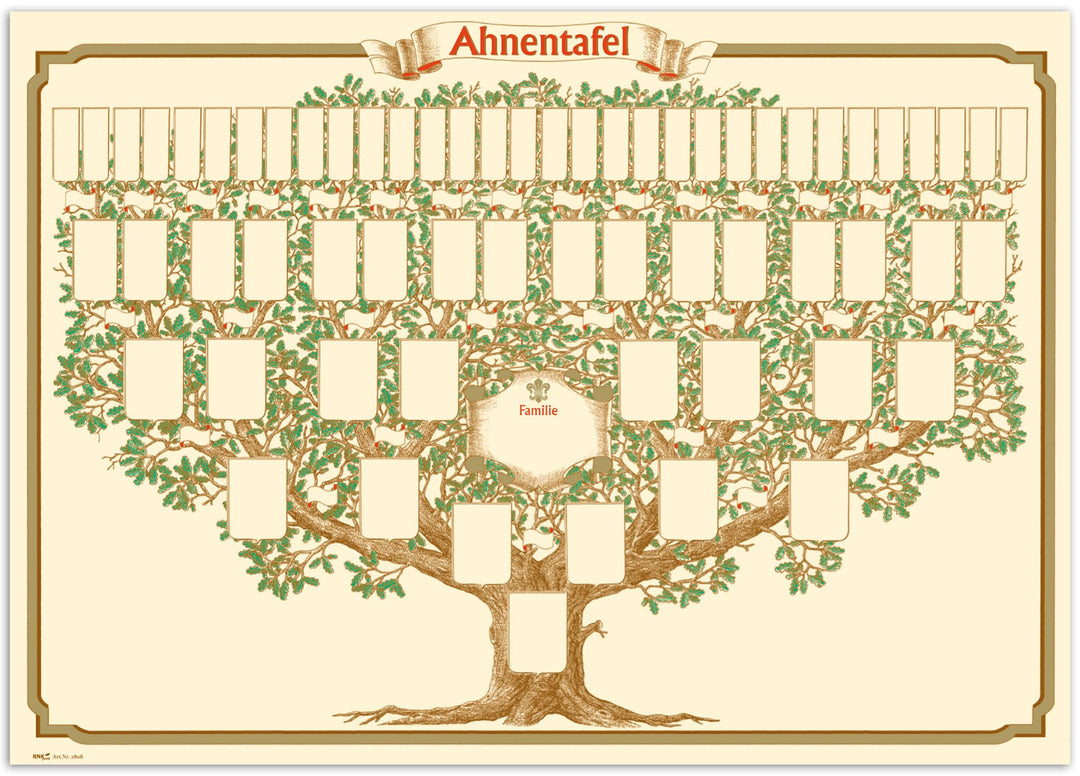 RNK 2808 - Schmuck - Ahnentafel 1-63, 50 x 70 cm, aus Elefantenhautpapier, 1 Stück, Ahnentafel
