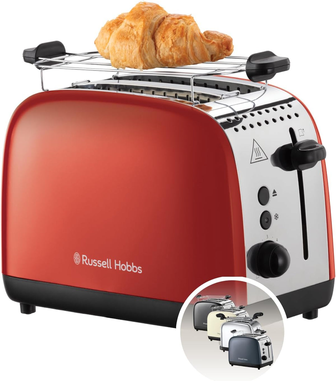 Russell Hobbs Toaster [für 2 Scheiben] Colours Plus Edelstahl Rot (extra breite Toastschlitze, inkl.