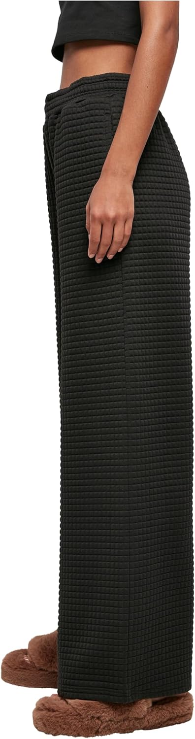 Urban Classics Damen Ladies Quilte Wide Leg Sweat Pants Hose M Schwarz, M Schwarz