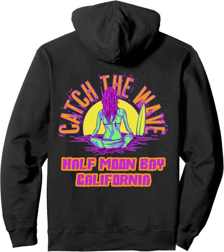 Half Moon Bay Shirt Surfen Vaporwave Aesthetic Beach Pullover Hoodie