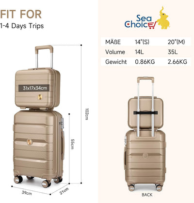 Sea choice Handgepäck Koffer PP Hartschalenkoffer Trolley Reisekoffer mit TSA-Schloss Beautycase 4 R