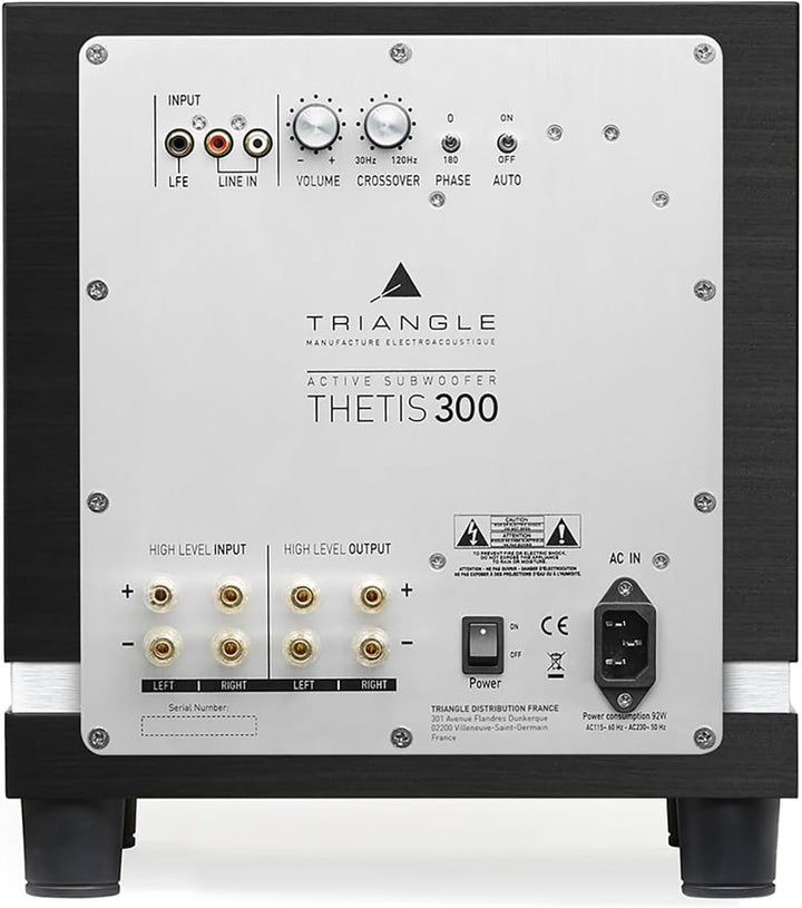 TRIANGLE – THETIS 300 Subwoofer mit 150W Verstärker – Bassreflex – 20 cm Lautsprecher – Cinch/LFE/Hi