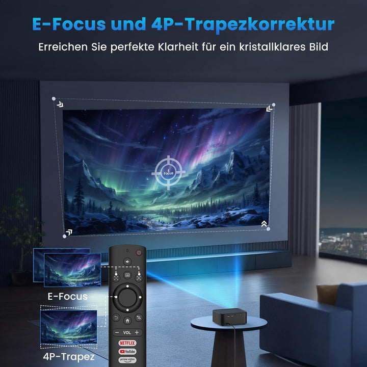 HOPVISION 2025 Upgraded Mini Beamer Heimkino 4K Unterstützt Full HD 1080P Projektor【NetfIix Official