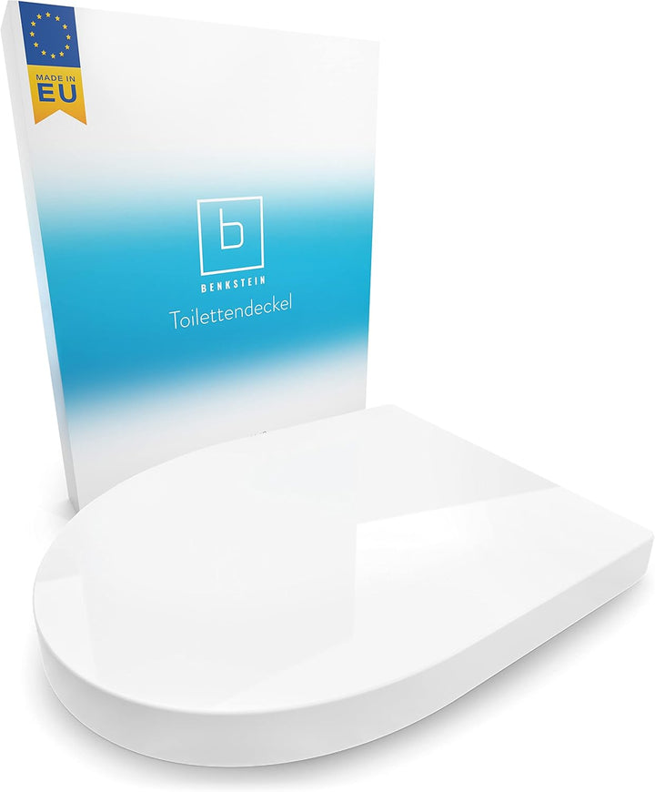 Benkstein® Premium Toilettendeckel antibakteriell D-Form weiss Klodeckel mit Quick-Release-Funktion