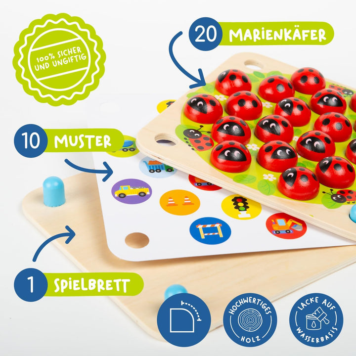 Nene Toys Marienkäfer-Garten – Gedächtnisspiel aus Holz für Kinder im Alter von 3, 4, 5 Jahren mit 1