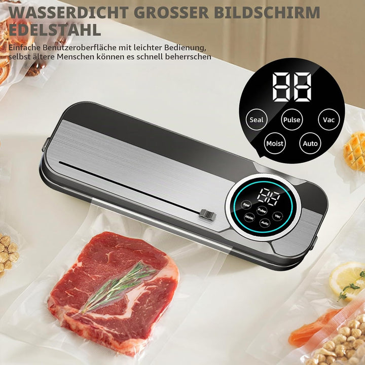 6-in-1 Vakuumiergerät, Vakuumierer Profi für Lebensmittel mit 50 Vakuumierbeutel und 1 Schlauch für