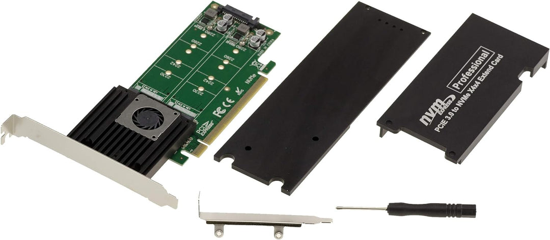 KALEA-INFORMATIQUE M2 PCIe 3.0 x16 Controller-Karte für 4 SSD M.2 NVMe M Key. High und Low Profile.