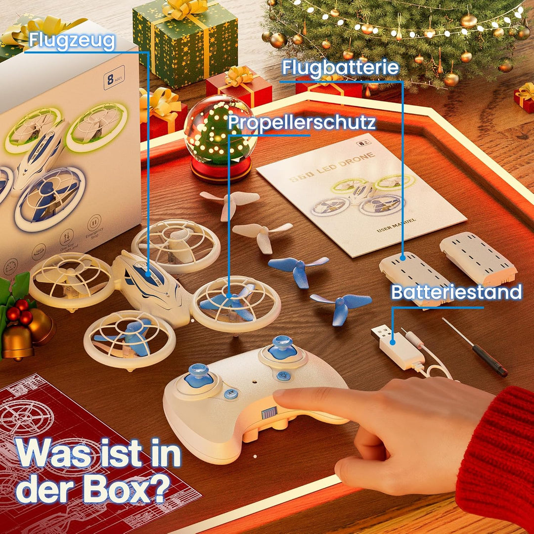 Ridge's Puddle S60 Drohne für Kinder - Mini Drone mit LED Lichter RC Quadcopter Spielzeug ab 6 7 8 9