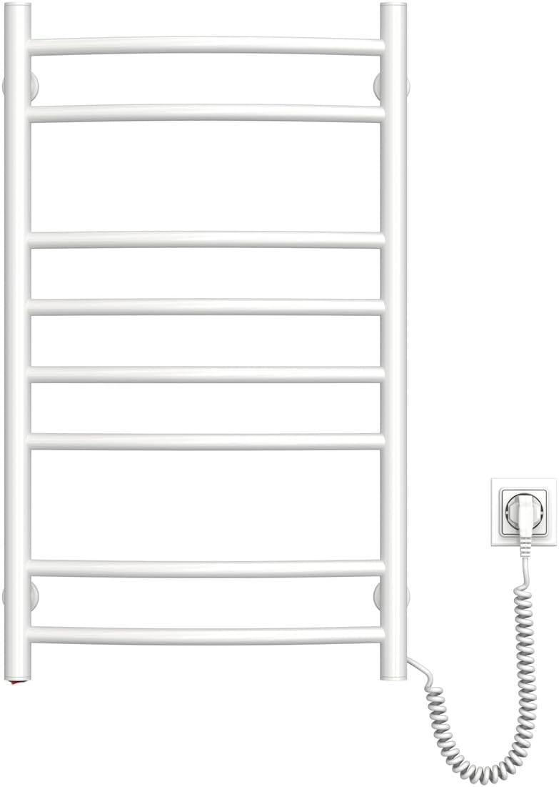 NAVIN Elektrischer Handtuchtrockner Camellia mit Druckknopf – Weiss (Weiss - Rechtes, 480х800) Weiss