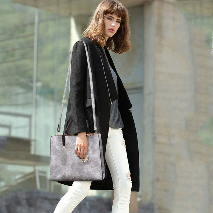 NICOLE & DORIS Damen handtaschen 3 Stück Leder handtasche für Damen aus Leder Totes + Crossbody + Ge