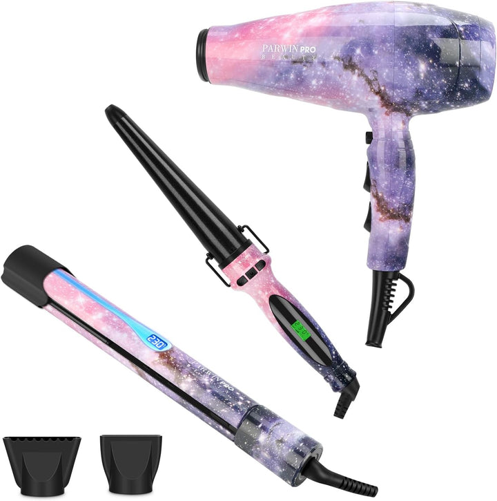 3 IN 1, Föhn + Glätteisen + Lockenstab, PARWIN PRO BEAUTY Styling Set, Ionen Haartrockner, Glätteise