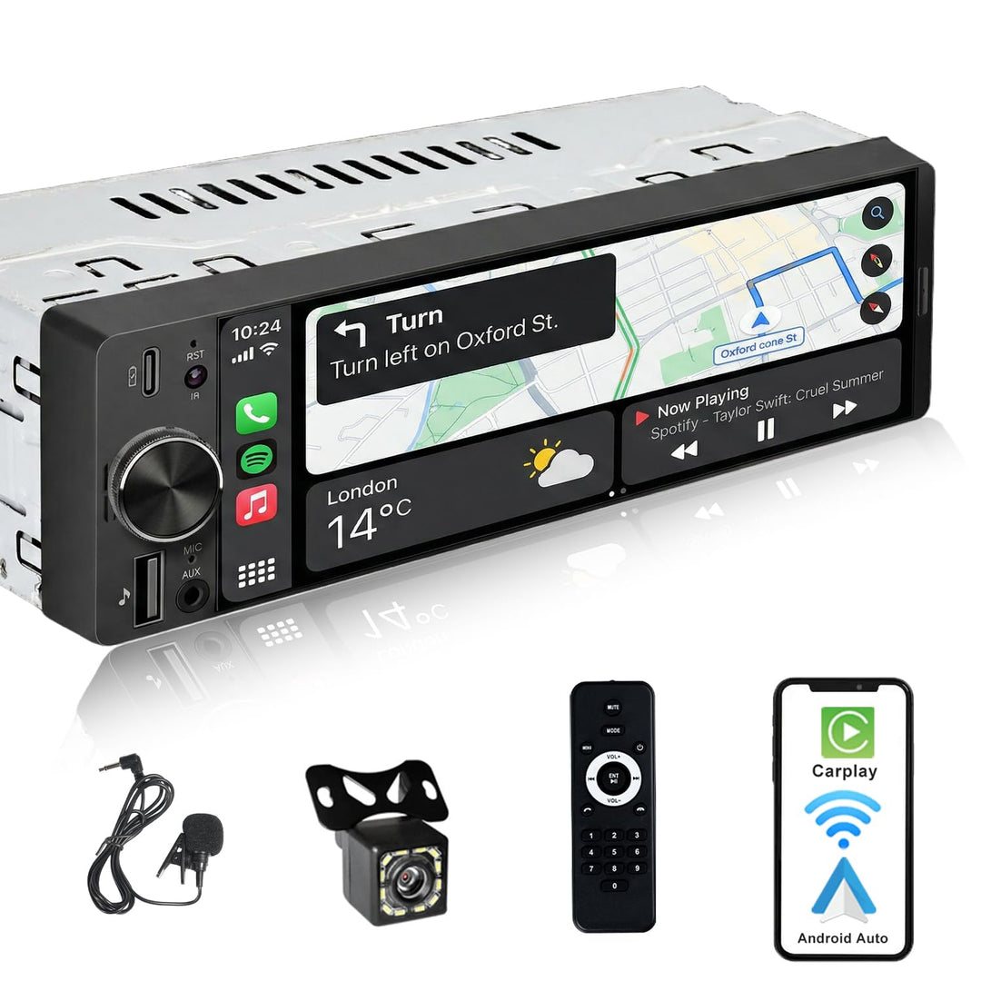 Autoradio 1DIN Mit Bildschirm (6,3") Kompatibel Mit Apple CarPlay [Wireless] Android Auto Bluetooth
