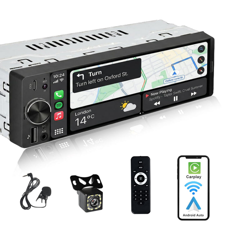 Autoradio 1DIN Mit Bildschirm (6,3") Kompatibel Mit Apple CarPlay [Wireless] Android Auto Bluetooth