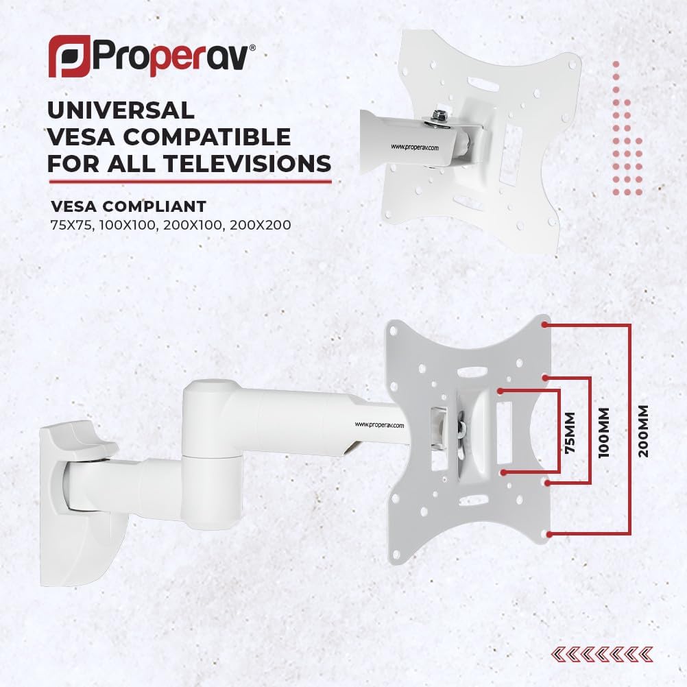 ProperAV Schwenkarm Tilt & Swivel 23-43" bis 30 kg TV-Halterung - Weiss, weiss