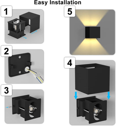 ChangM Wandleuchte Innen Aussen 7W LED Wandlampe mit Einstellung des Blattwinkels, IP65 Wandleuchte