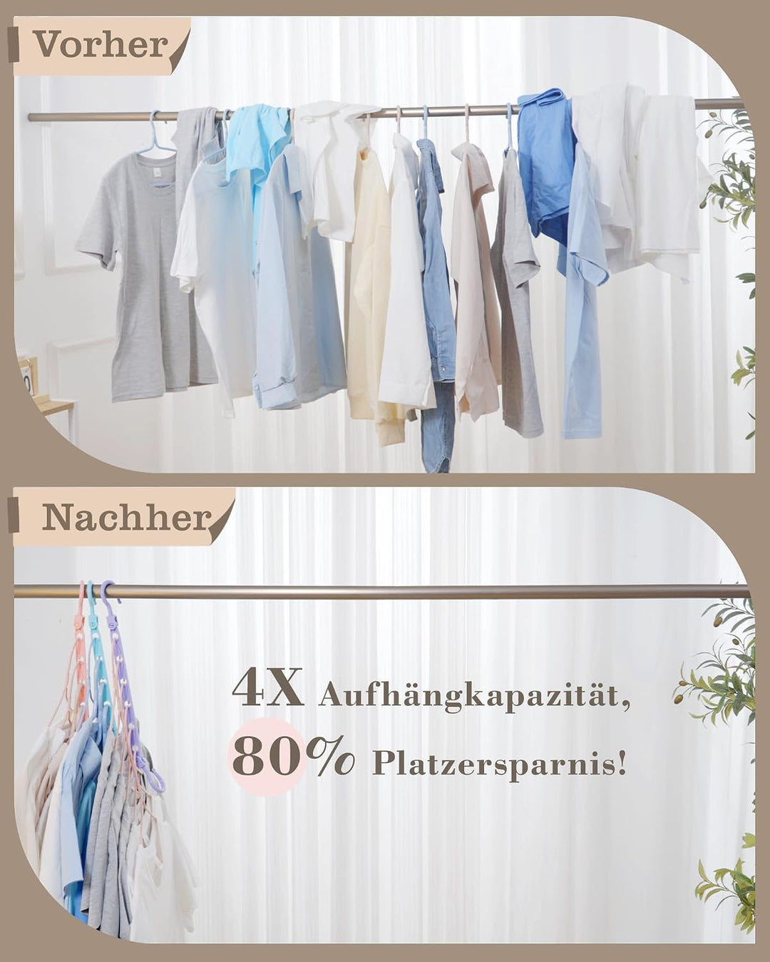 Latoxcaa platzsparende Kleiderbügel, 16 Stück Magic Hangers mit 6 Löchern & 360° Drehhaken, Stabile