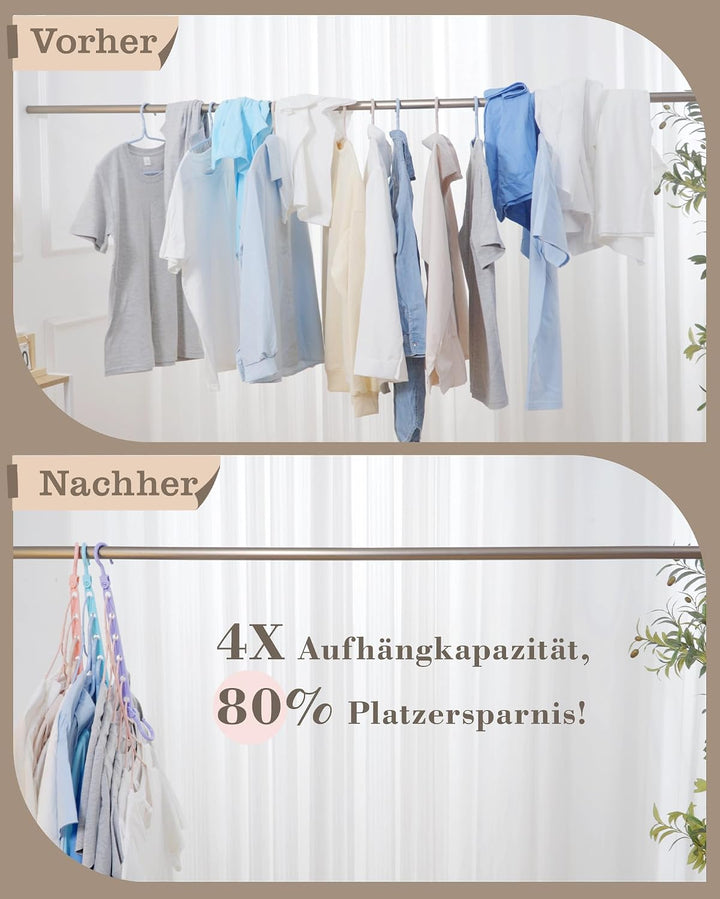Latoxcaa platzsparende Kleiderbügel, 16 Stück Magic Hangers mit 6 Löchern & 360° Drehhaken, Stabile